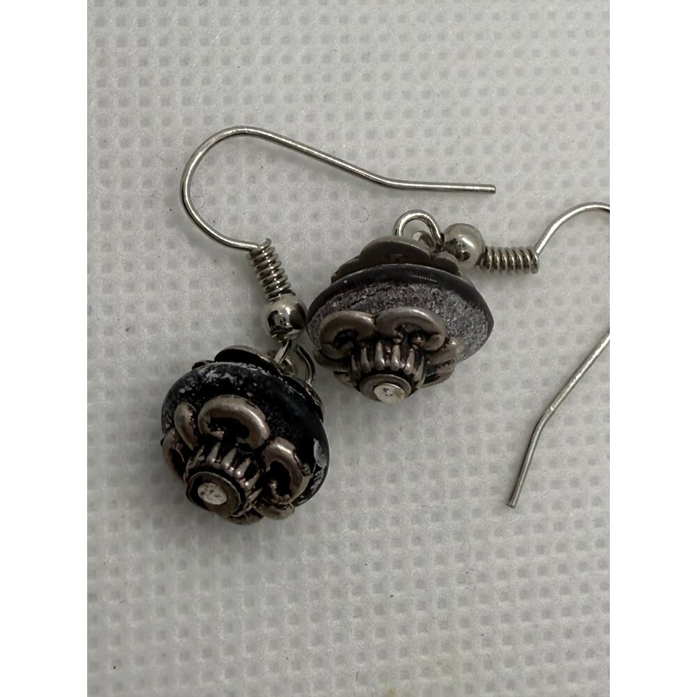 Vintage Silver Ornate Floral Dangle Earrings Gothic Victorian Revival Grunge